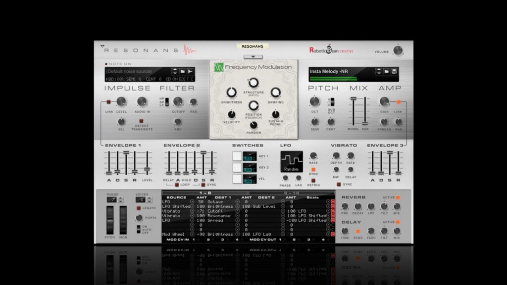 Resonans Physical Synthesizer – front panel