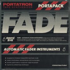 FADE portapack cover, graphics in red and black.